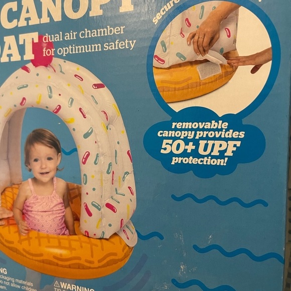 New Baby Float Lil’ Canopy Ice Cream Cone Toddler Swim Raft Water Pool Girls - Picture 4 of 4